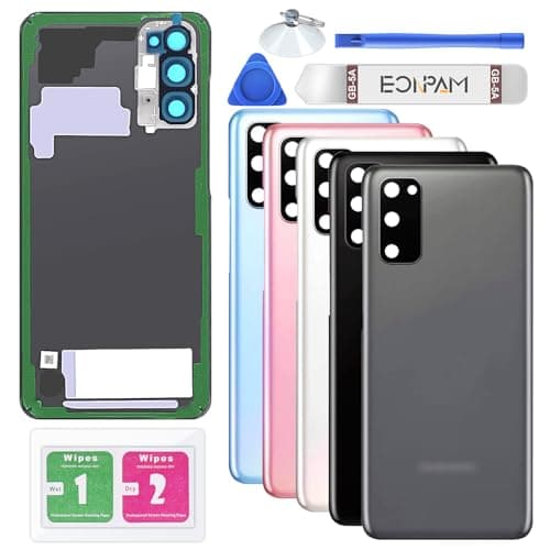 Image of Eonpam Back Cover Glass for Samsung Galaxy S20 G980, G981 Rear Glass Replacement with Camera Lens + Repair Kit Genuine Rear Housing (Cosmic Gray)