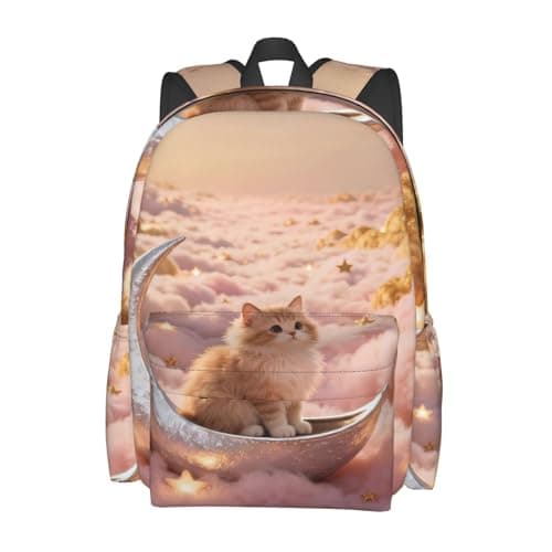 Image of panverix Lightweight Laptop Backpack Hiking Backpacks Travel Laptop Daypack, Cute Cat Balloon, One Size