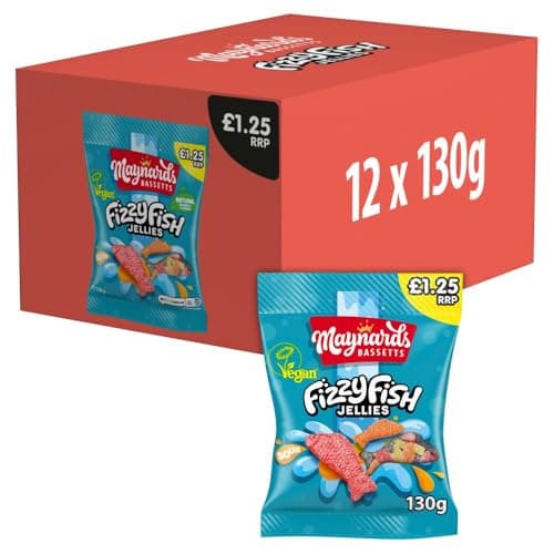 Image of Maynards Bassetts Sweet Bags 10 x 130g (Fizzy Fish Jellies)