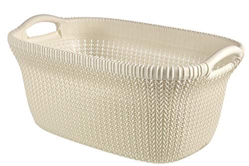 Image of Curver Knit 40 Litre Laundry Basket, Oasis White, 59.5 x 38.5 x 27 cm