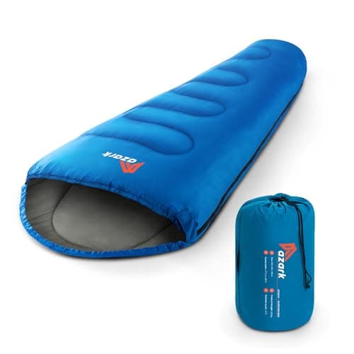 Image of azark Premium Sleeping Bag, 350GSM, Lightweight and Waterproof, 4 Seasons of Camping, Hiking and Outdoors, Sleeping bag for Adults & Kids (Blue)