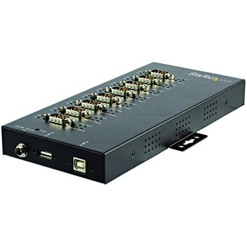 Image of StarTech.com 8 Port Serial Hub USB to RS232/RS485/RS422 Adapter - USB 2.0 to DB9 Serial Converter Hub - IP30 Rated - Din Rail Mountable Metal Serial Hub - 15kV ESD Protection (ICUSB234858I)