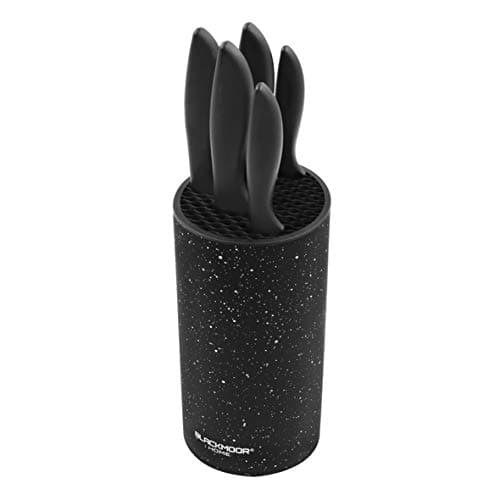 Image of Blackmoor 5-Piece Knife Set/Comes with Freestanding Storage Block/Stainless Steel Knives/Non-Stick Black Marble Coating/Easy Clean/Modern & Stylish Kitchen Accessory - 66929