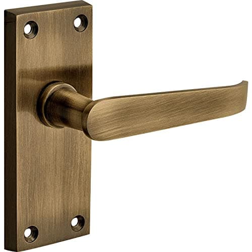Image of Designer Levers - Victorian Straight Lever Door Handles - Antique Brass - 1 Pair - Latch Door Handle - Interior Use - Short Latch