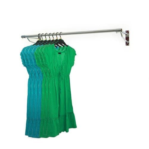 Image of 1000mm (100cm) Long Wall Mounted Clothes Rail Chrome Garment Hanging Rack Kit