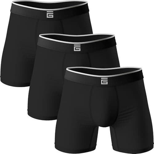 Image of Giovici Mens Boxers Bamboo Anti Chafing Soft Comfortable Boxer Briefs Longer Leg - Boxer Shorts Multipack - Moisture Wicking Technology (3 Pack, Black, 3XL)