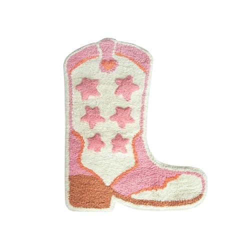Image of Sass & Belle Cowboy Boot Tufted Bath Mat – Western Theme Bathroom Mat Rug – Quirky Shower Mat & Bath Rug for Fun Bathroom Decor – Soft Cotton Sass and Belle Accessory