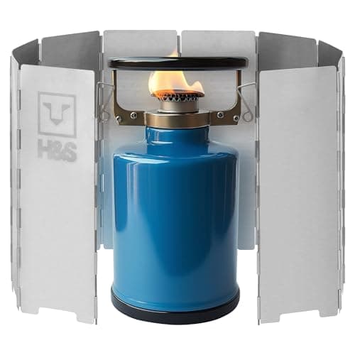 Image of H&S Foldable Camping Stove Windscreen - Outdoor Camping Stove Windshield & 10 Aluminium Plates, Windbreak