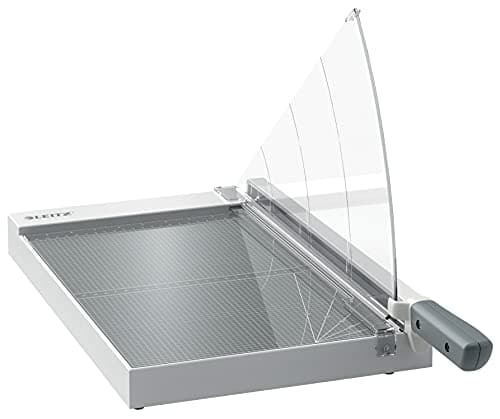 Image of Leitz Precision Office Paper Cutter A4+, Guillotine, Cuts 15 Sheets, 381mm Cut Length, Precision Steel Blade, Premium Glass Base With Edge Glow & Blade Guard, 90210000