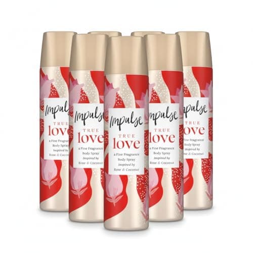 Image of 6 x Impulse Fragrance Body Spray 75ml True Love – Long Lasting Everyday Body-mist for Women, Portable Aerosol for Freshness and Confidence, Floral Perfume Deodorant Alternative
