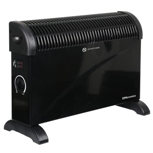 Image of EMtronics 2000W Portable Electric Convector Heater Radiator with 3 Adjustable Heat Settings and Over Heat/Tip Over Cut-Out Function - Black