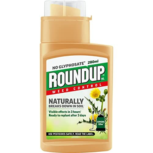 Image of Roundup 100% NATURAL CONCENTRATE - 280 ml, Coverage 120 m² (Glyphsate Free Weed Killer)
