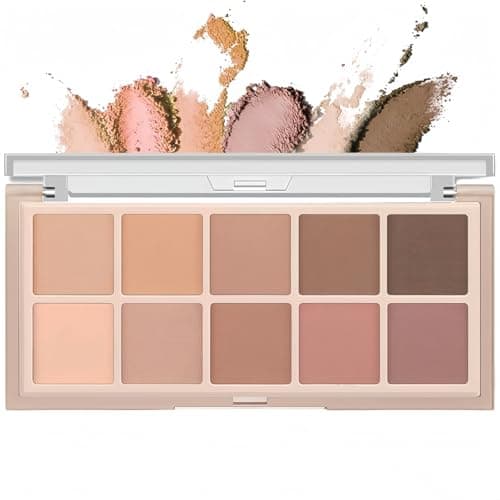 Image of 10 Colors Milk Tea-Colored Eyeshadow Palette,Matte Nu/de & Brown Eye Shadow Pallets for Women,Waterproof & Long Lasting Makeup Palette for Eyes,Natural Looking,Suitable for Most Skin Types,Travel Size