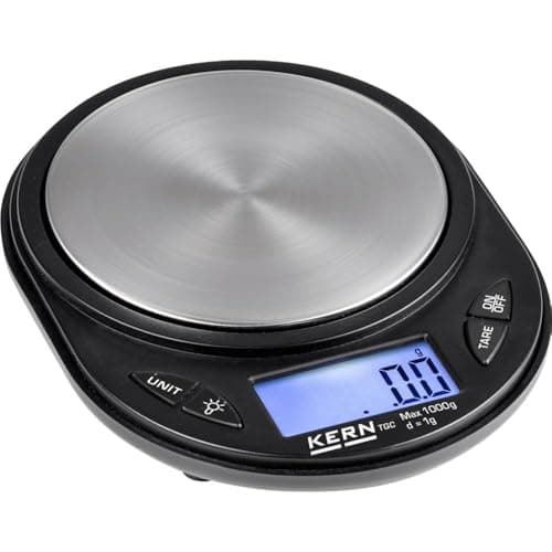 Image of kern_sohn Mini Countertop DIY Scale, Black, Digital, Stainless Steel, 1000g, Portable, Suspension Scale, Handheld, 1g Accuracy