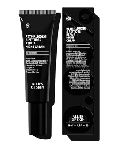 Image of Allies Of Skin Retinal 0.05% Peptides Repair Night Cream with 0.05% Encapsulated Retinaldehyde, Peptides, 2% Ornithine, EGCG Complex, 11 Brighteners, Antioxidants, and 7.1% Ceramide & Omegas Complex