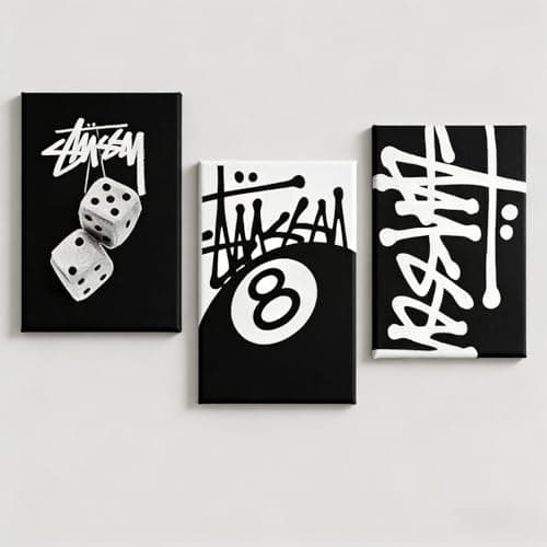 Image of Tivleed Black White Wall Art for Bedroom - 3 Piece Set Waterproof Canvas Prints, Modern Minimalist Home Decor for Women, Ready to Hang Frameless Poster Set (20x30cm)