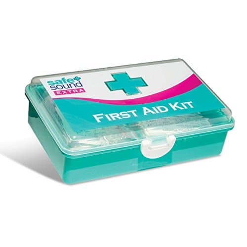 Image of Safe and Sound First Aid Kit with Box for Minor Wounds and Skin Injuries. Contains 44 Items.