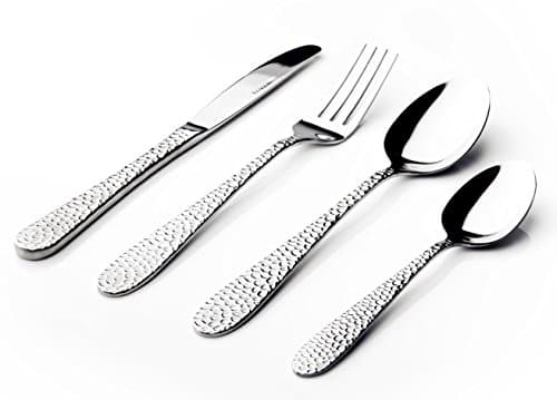 Image of Sabichi Hammered Cutlery Set for 4-16 Piece Stainless Steel Flatware Set - Dishwasher Safe - Home Dining Essentials