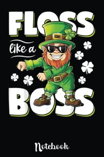 Image of Leprechaun Floss Like A Boss St Patricks Day Boys Kids Youth: Notebook for Women & Men, Gift for St Patricks Day, Leprechaun Head Wearing Face Mask ... / Matte Finish Cover, Irish Shamrock Notebook