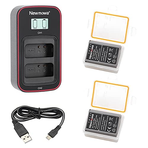 Image of Newmowa BLN-1 Replacement Battery (2-Pack) and Smart LCD Display Dual USB Charger for Olympus BLN-1, BCN-1 and Olympus OM-D E-M1, OM-D E-M5, Pen E-P5, Pen-F, OM-D E-M5 II