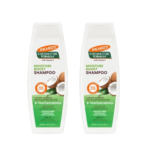 Image of Palmmer's Coconut Oil Moisture Boost Shampoo 400ml - Restores Dry Or Damaged Hair With Naturally-Derived Ingredients That Deeply Lock In Moisture From Root To Tip - Pack of 2 x 400ml