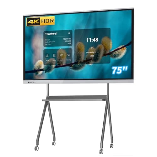 Image of TouchWo 75" Touchscreen Monitor Smart Board, 4K Interactive Presentation Electronic Whiteboard, All-in-One PC, Digital Signage Display for Office & Classroom, Core i3 RAM 4GB+SSD 256GB