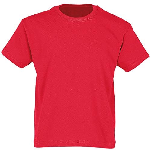 Image of FRUIT OF THE LOOM Unisex Kids Valueweight Short Sleeve T Shirt, Red, 3-4 Years UK