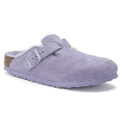 Image of Birkenstock Boston Shearling Narrow Clogs Purple F, Purple Fog, 6-6.5 Narrow