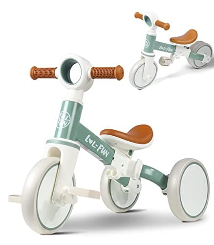 Image of LOL-FUN Kids Tricycle Age 1-3 Year Old, Toddler Balance Bike for 2 Years Old, 4 in 1 Kids Trike for Boys Girls Gift Present, 3 Wheel Baby Bicycle with Removable Pedal
