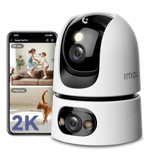 Image of Imou Dual-Lens 2K+2K Indoor Security Camera, House Security Camera 360°Full Coverage, Pet Baby Camera with APP, Color Night Vision, Human/Pet/Sound/Motion Detection, Siren Spotlight, 2.4/5GHz Wifi