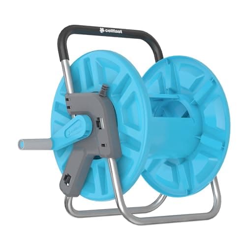 Image of Cellfast Garden Reel ALUPLUS 1/2" 60m Aluminium Construction, Light, Convenient Transport and Storage of Hose, Prevents Twisting, 55-160, Blue