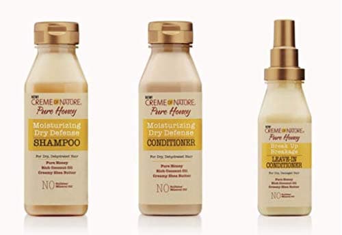 Image of Creme of Nature Hair Care Set of 3 - Shampoo, Conditioner, Leave-in Conditioner with Moisturizing Dry Defence & Honey for Anti-Breakage & Softening