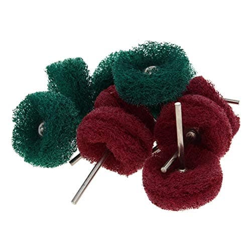Image of Utoolmart Nylon Buffing Polishing Wheels, 38mm Abrasive Wheel with 1/8-inch Arbor, Double Layer Grinding Wheel for Rotary Tools, Red and Green, 10 Pcs