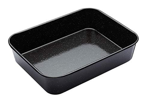 Image of MasterClass Vitreous Enamel Roasting Tin, Induction Safe 1mm Steel with Scratch Resistant Coating, Medium (34 x 26 x 7cm), Black