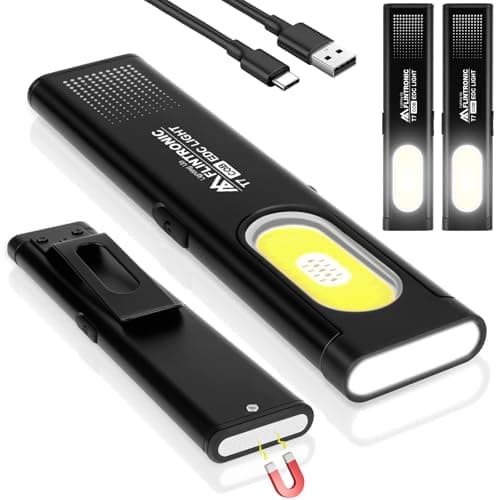 Image of flintronic 2PCS Mini Torch, USB C Rechargeable Small Torch, Flat EDC-Torch Flashlight with Pocket Clip and Magnetic Base, COB Work Light for Hiking, Workshop, Repair, Household, Emergency