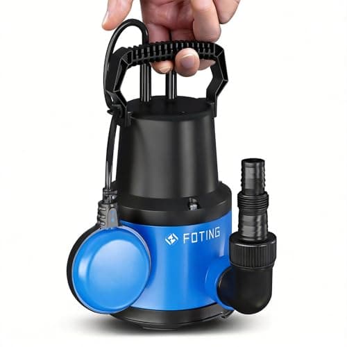 Image of FOTING Submersible Water Pump 400W 8000l/h for Pool Draining, Clean/Dirty Water Pump with Float Switch, Drain Water Level Down to 7mm，Portable Sump Pump for Tub, Pond, Home, Garden, Blue