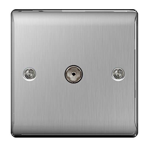 Image of BG Nexus NBS Range Brushed Steel Switches & Sockets - Full Range of Matching Items (TV Aerial Coaxial Socket)