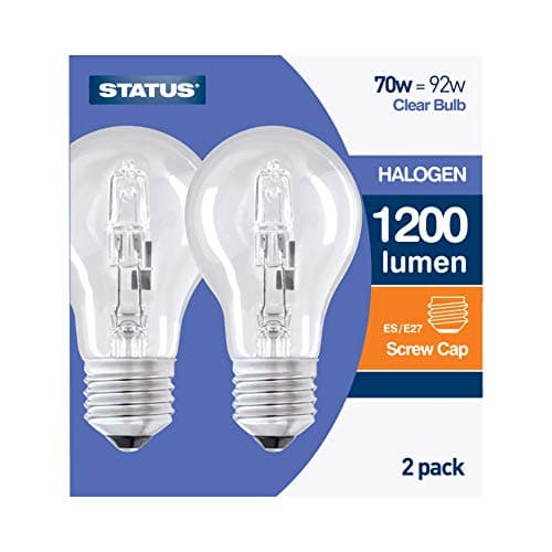 Image of 2 x Status Halogen Energy Saving 70W = 92W GLS ES E27 Light Bulbs