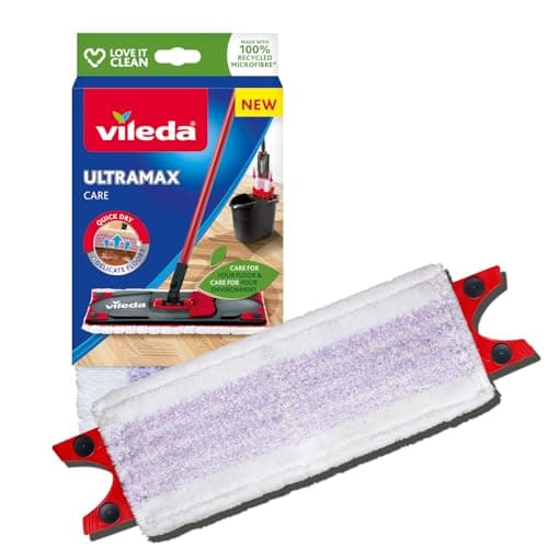Image of Vileda Ultramax Care Refill, Pack of 1, for Delicate Floors, 100% Recycled Microfibre, Gentle Cleaning of Parquet Floors
