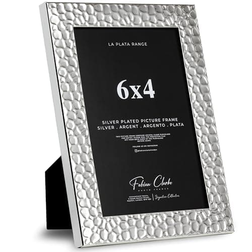 Image of Silver Plated Photo Frame Picture Frame Hammered Finish with Tarnish Protection for Wedding Picture or Family Photos (6x4)