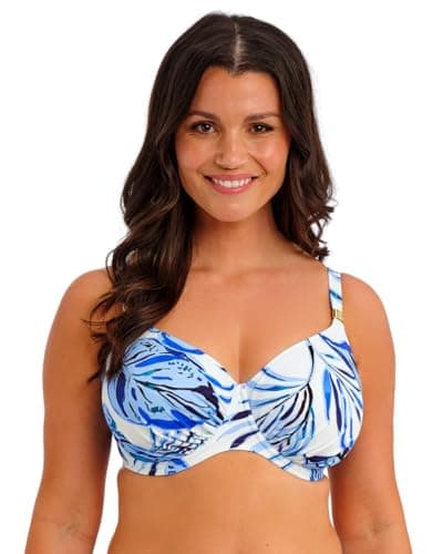Image of Fantasie Swim Women's Kefalonia Underwire Gathered Full Cup Bikini Top, Tranquil Blue, 40F