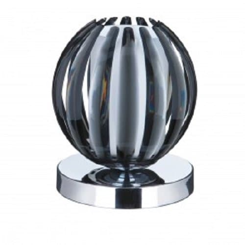 Image of Searchlight 1811SM Chrome Finish Touch Table Lamp with Smoked Acrylic Leaves and Frosted Glass Centre