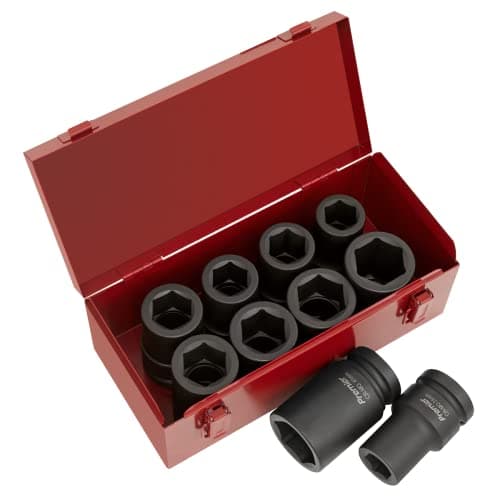 Image of Sealey Ak689 Impact Socket Set 10Pc Deep 1Sq Drive Metric/Imperial