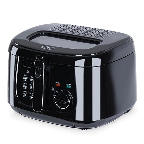 Image of LIVIVO 2.5L Deep Fat Fryer – Electric Chip Fryer with Non-Stick Coating, Viewing Window, Built in Odour Filter and Removable Lid for Easy Cleaning – Compact Deep Fat Fryers Easy Clean - Black