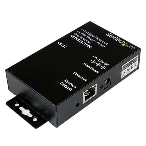 Image of StarTech.com 1 Port RS232 Serial Ethernet Device Server - PoE Power Over Ethernet - Serial over IP Device Server Adapter - PoE-Powered (NETRS2321POE)