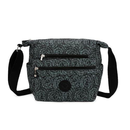 Image of YDezire Blossom Print Cross body Shoulder Bag, Nylon Crossbody Bag with Adjustable Shoulder Strap, Lightweight Waterproof Handbags for Women, Travel Handbags (Dahlia Patterns)