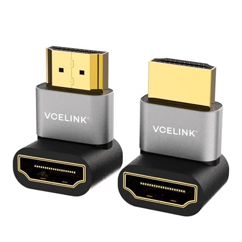 Image of VCELINK Right Angle HDMI Adapter 8K, HDMI Connector 90 and 270 degree, Male to Female HDMI Adapter 2.1 Gold Plated Support 8K@60Hz, 4K@120Hz for TV, Laptop, Monitor, DVR Player, 2 Pack