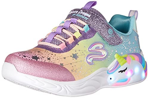 Image of Skechers Girl's Unicorn Dreams Sneaker, Purple Textile Multi Trim, 11 UK