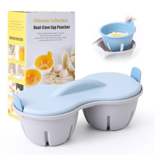 Image of OAKKMEL Egg Poacher Microwave Egg Cooker, Poached Egg Maker Microwave, Dishwasher Safe Microwave Egg Poacher Cups 2 Eggs, Designed for Quick Poached Egg Preparation