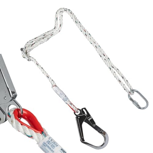 Image of C.K Adjustable Rope Lanyard EN354 EN358 CE Certified – 2m Work Restraint with Scaffold Hook & Carabiner, Polyester Rope, Captivated Loop, Adjustable 1.2–2m for Scaffolds Ladders PPE, CK Tools T8010
